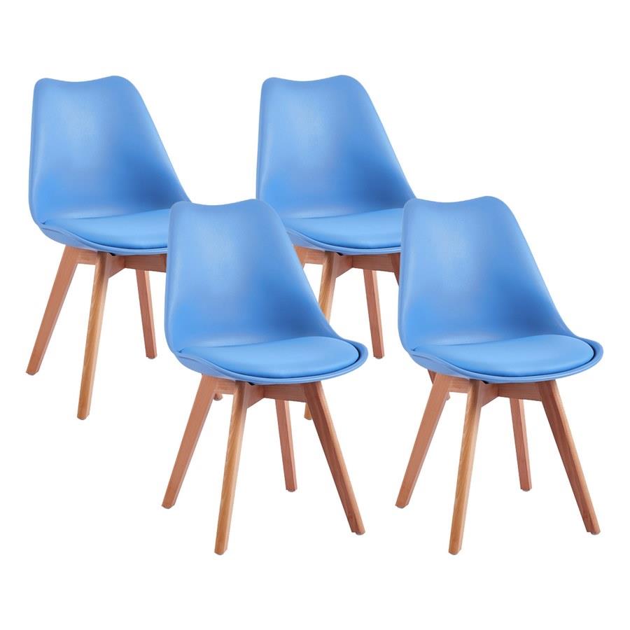 Sedie da soggiorno gambe legno con cuscino azzurro - Candice