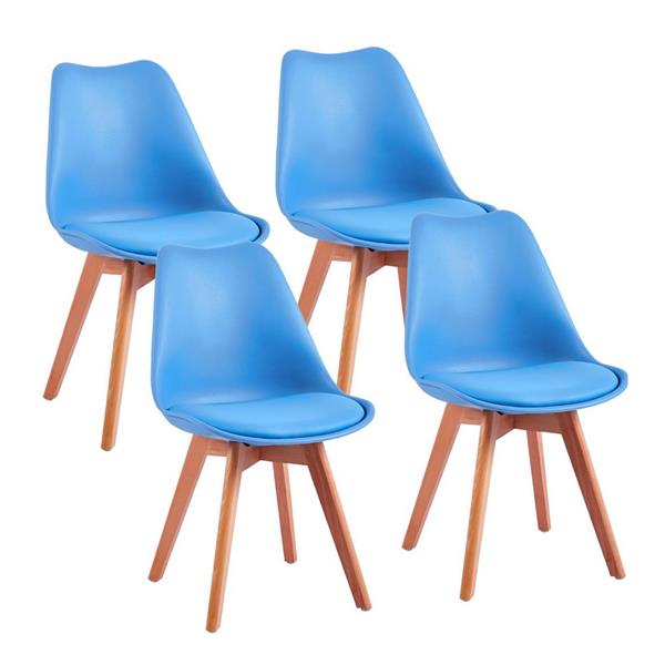 Sedie da soggiorno gambe legno con cuscino azzurro - Candice