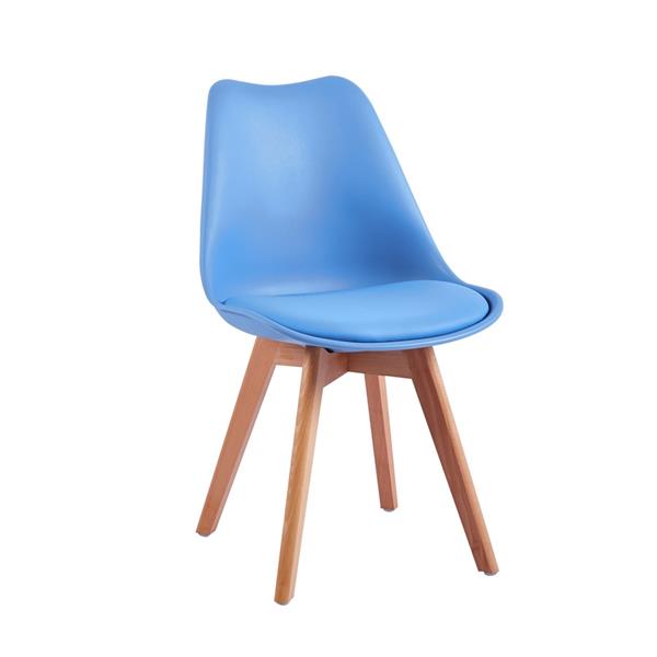 Sedie da soggiorno gambe legno con cuscino azzurro - Candice