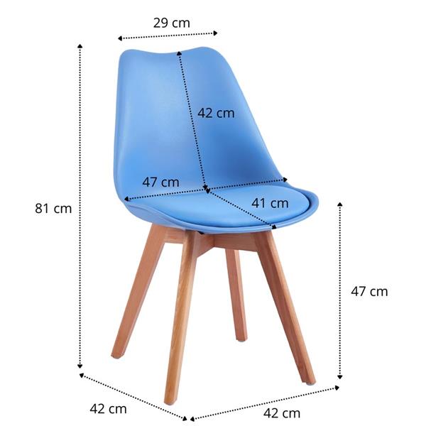 Sedie da soggiorno gambe legno con cuscino azzurro - Candice