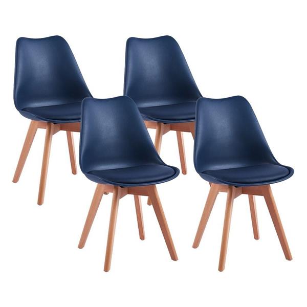 Sedia moderna con gambe legno 4 pz blu - Candice