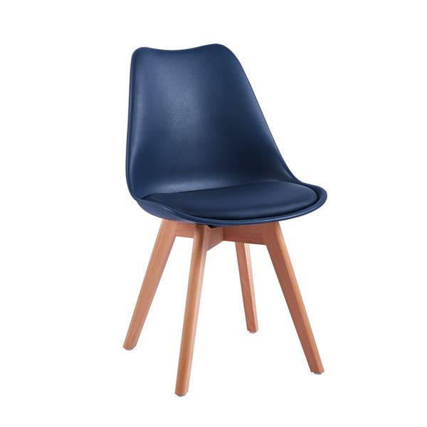 Sedia moderna con gambe legno 4 pz blu - Candice