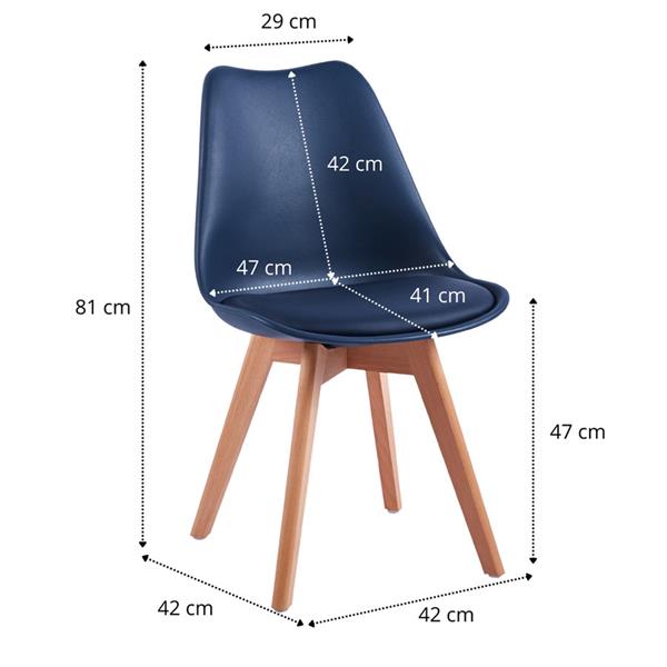 Sedia moderna con gambe legno 4 pz blu - Candice