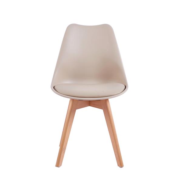 Set 4 sedie da pranzo con gambe legno e cuscino Beige - Candice