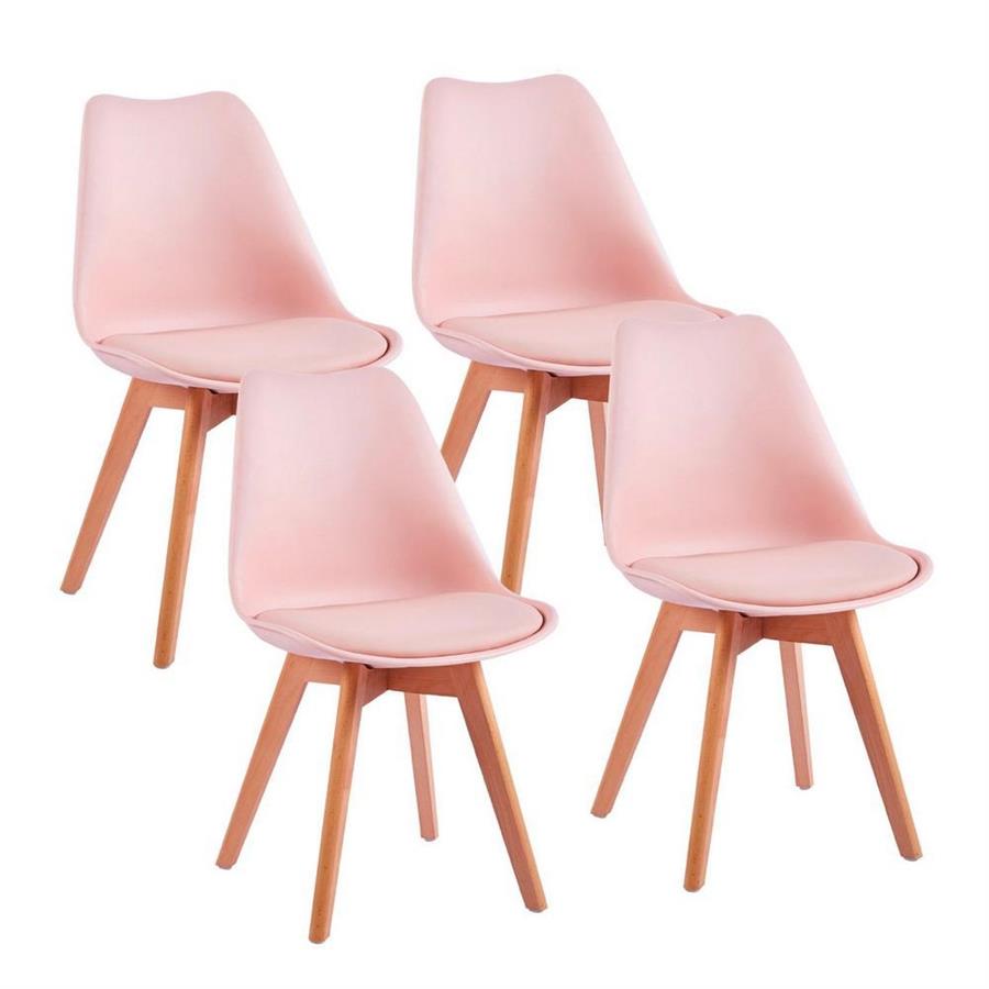 Sedie da pranzo rosa con cuscino e gambe legno - Candice