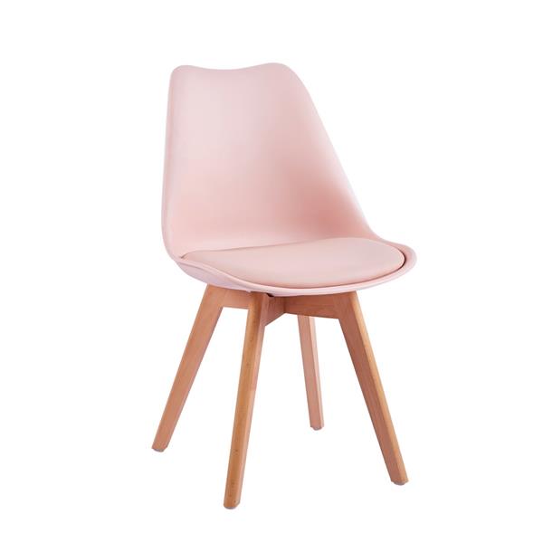 Sedie da pranzo rosa con cuscino e gambe legno - Candice