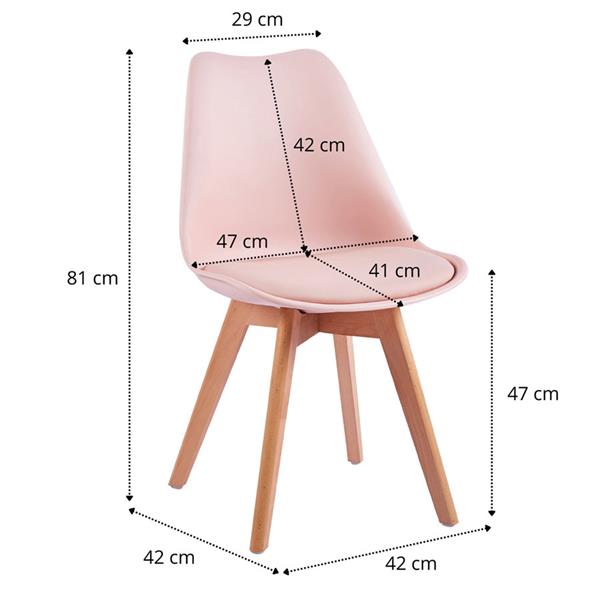 Sedie da pranzo rosa con cuscino e gambe legno - Candice