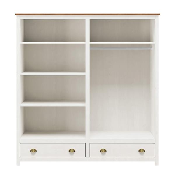 Armadio in legno bianco Shabby 4 ante 2 cassetti 176x185,5 cm