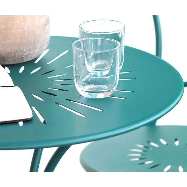 Set da giardino turchese 2 sedie pieghevoli 1 tavolino rotondo - Deco