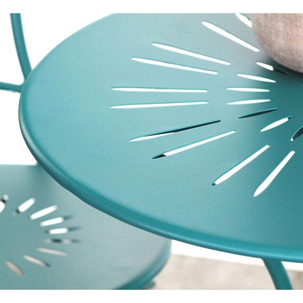 Set da giardino turchese 2 sedie pieghevoli 1 tavolino rotondo - Deco