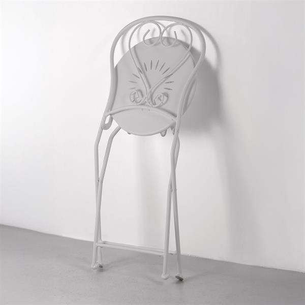 Set da giardino grigio 2 sedie pieghevoli 1 tavolino rotondo - Deco