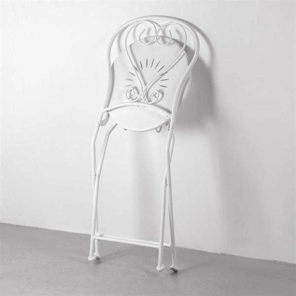 Set da giardino bianco 2 sedie pieghevoli 1 tavolino rotondo - Deco