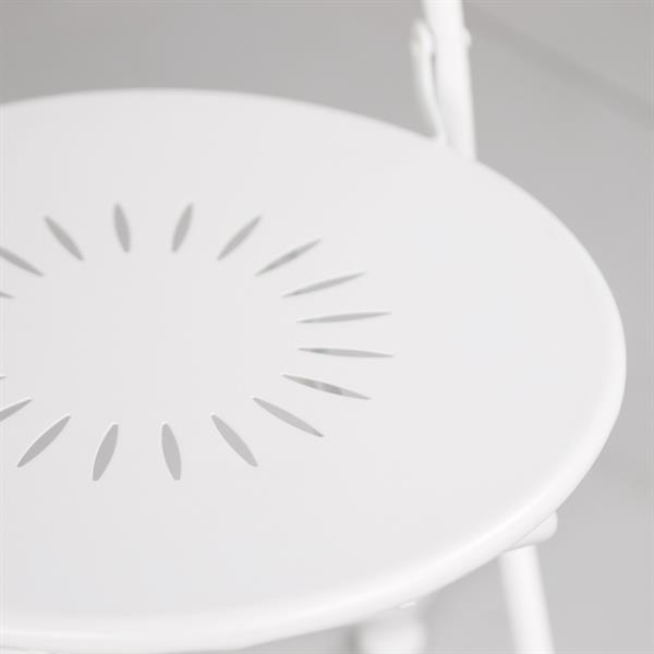 Set da giardino bianco 2 sedie pieghevoli 1 tavolino rotondo - Deco