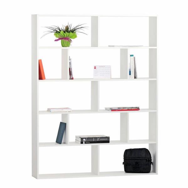Libreria aperta moderna 12 vani bianco opaco 124x160x24 cm