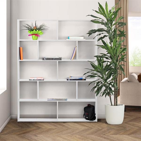 Libreria aperta moderna 12 vani bianco opaco 124x160x24 cm