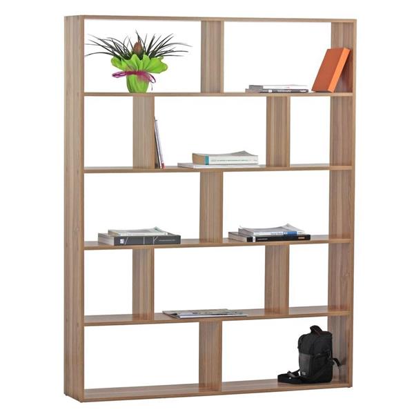 Libreria aperta moderna 12 vani legno naturale 124x160x24 cm