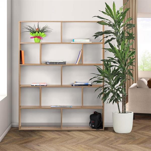 Libreria aperta moderna 12 vani legno naturale 124x160x24 cm