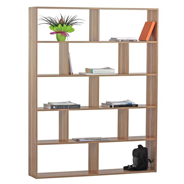 Libreria aperta moderna 12 vani legno naturale 124x160x24 cm