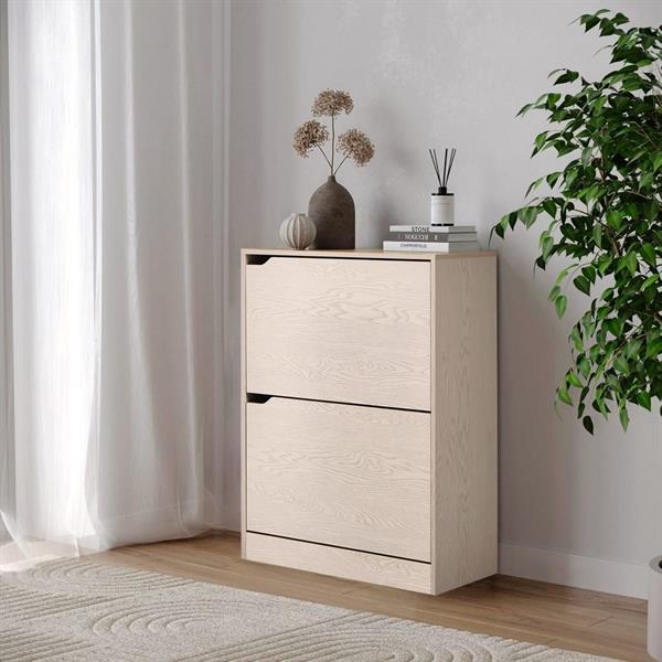 Scarpiera da muro 63x80 cm 2 ripiani rovere sbiancato