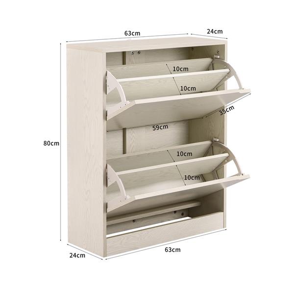 Scarpiera da muro 63x80 cm 2 ripiani rovere sbiancato