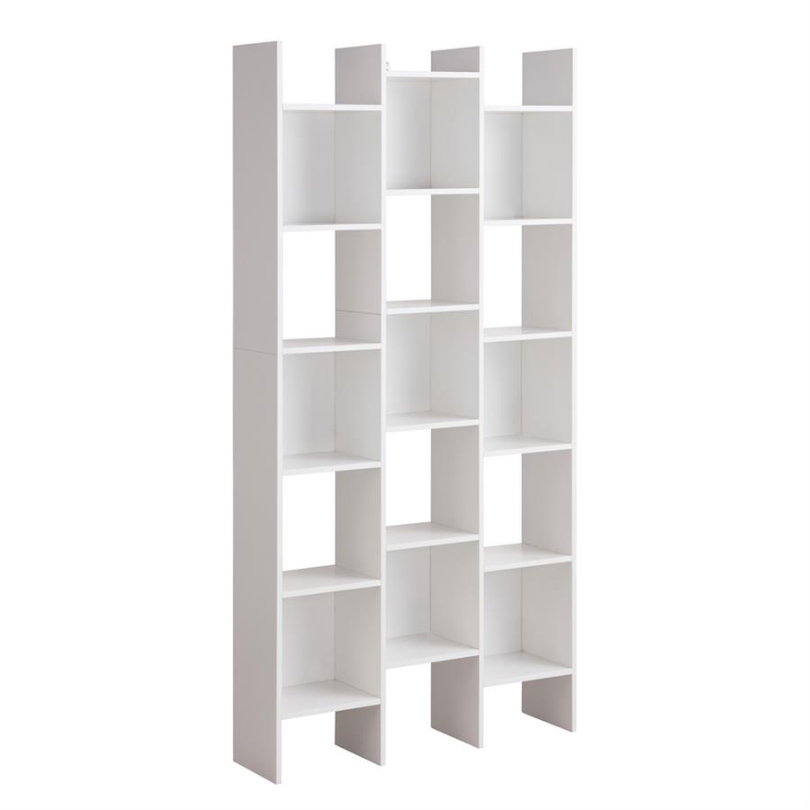 Libreria in legno bianca con piani sfalsati - Iken