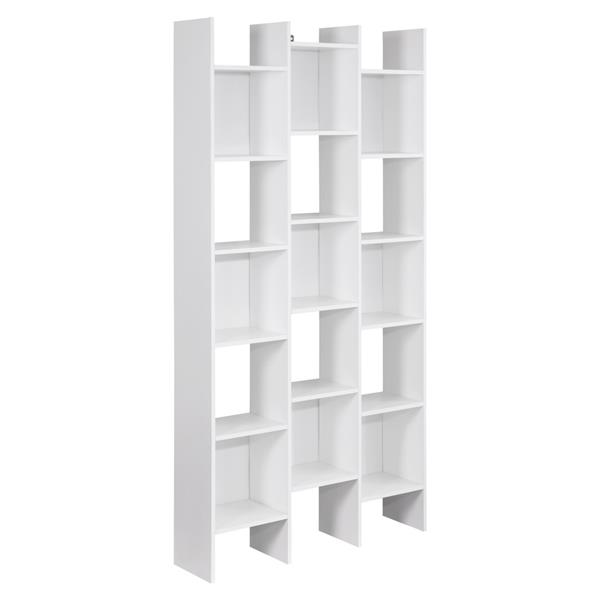 Libreria in legno con piani sfalsati bianca - Iken