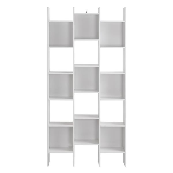 Libreria in legno bianca con piani sfalsati - Iken