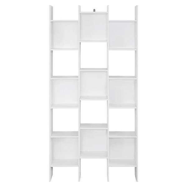 Libreria in legno con piani sfalsati bianca - Iken