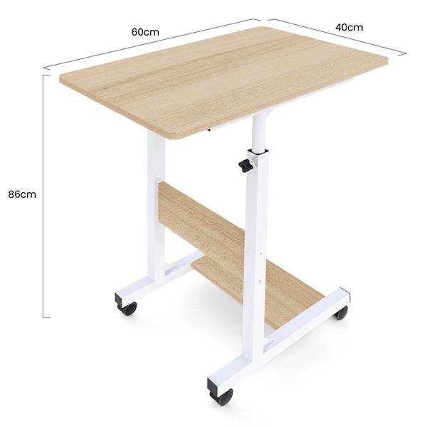 Tavolino laterale regolabile per pc in metallo 60x86x40 cm