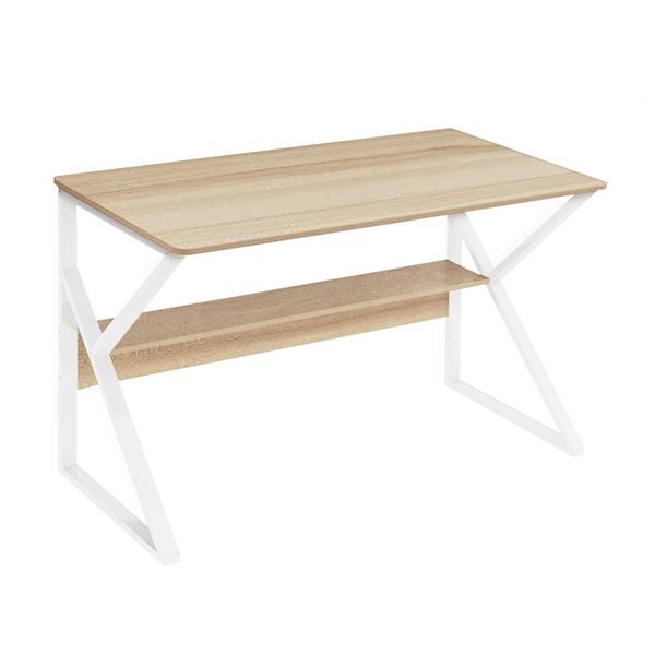 Scrivania in metallo con piano in legno 120x60 cm bianco