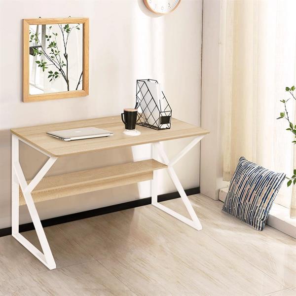 Scrivania in metallo con piano in legno 120x60 cm bianco