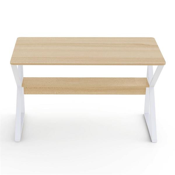 Scrivania in metallo con piano in legno 120x60 cm bianco