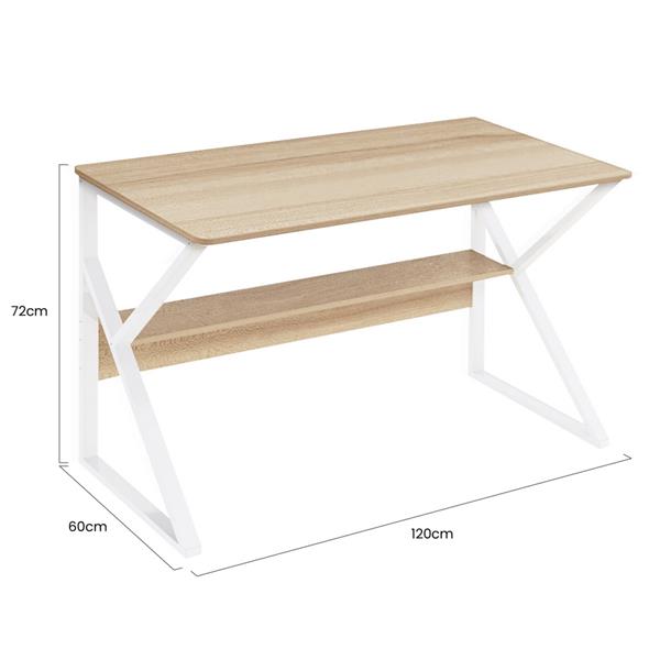 Scrivania in metallo con piano in legno 120x60 cm bianco