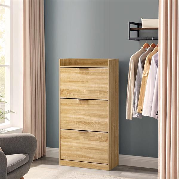 Scarpiera 3 ripiani effetto rovere 63x115 cm