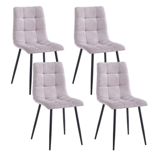 Set da 4 sedie trapuntate in tessuto grigio chiaro - Chris