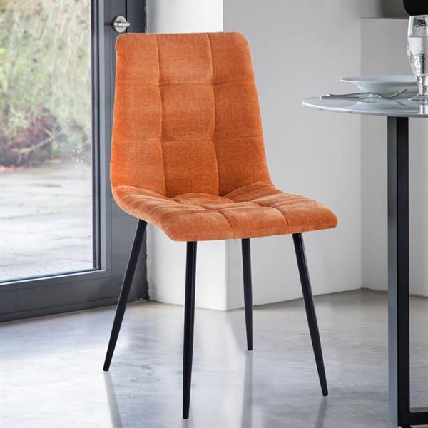 Set da 4 sedie in tessuto arancione con gambe nere - Chris