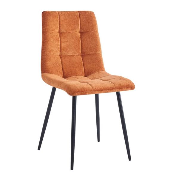 Set da 4 sedie in tessuto arancione con gambe nere - Chris
