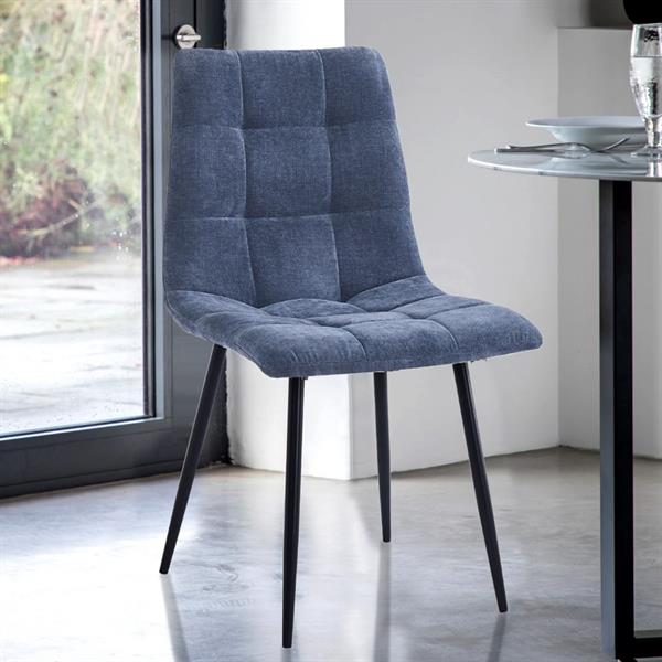 Set da 4 sedie da cucina in tessuto blu gambe nere - Chris