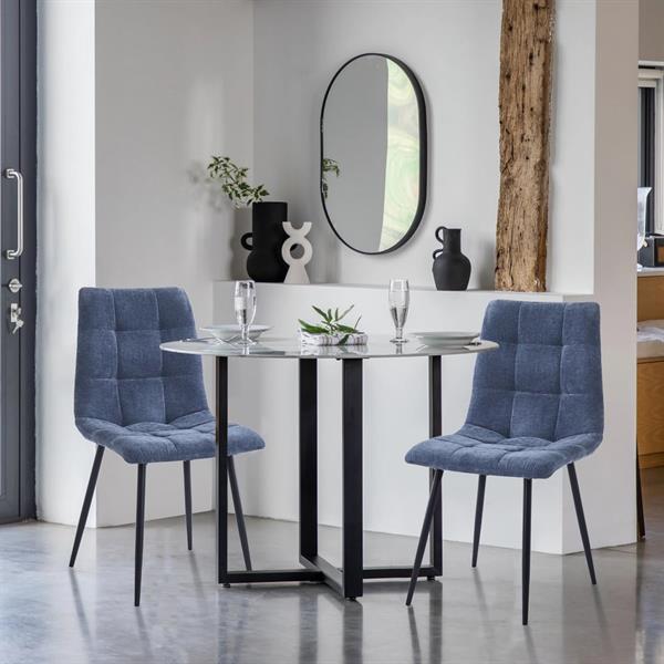 Set da 4 sedie da cucina in tessuto blu gambe nere - Chris