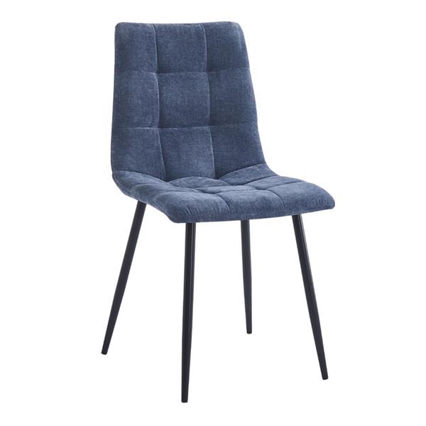 Set da 4 sedie da cucina in tessuto blu gambe nere - Chris