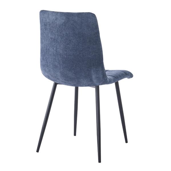 Set da 4 sedie da cucina in tessuto blu gambe nere - Chris