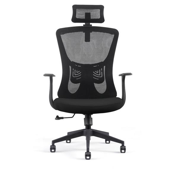 Sedia ergonomica in similpelle nera - Kena