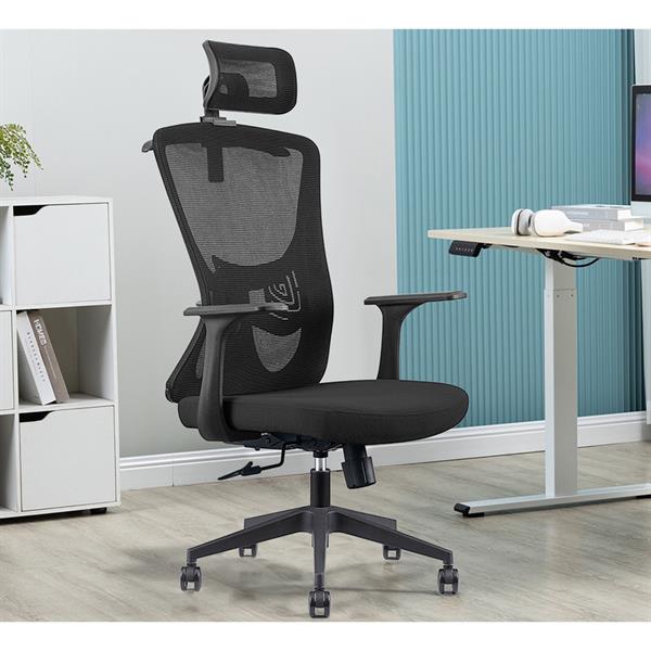 Sedia ergonomica in similpelle nera - Kena