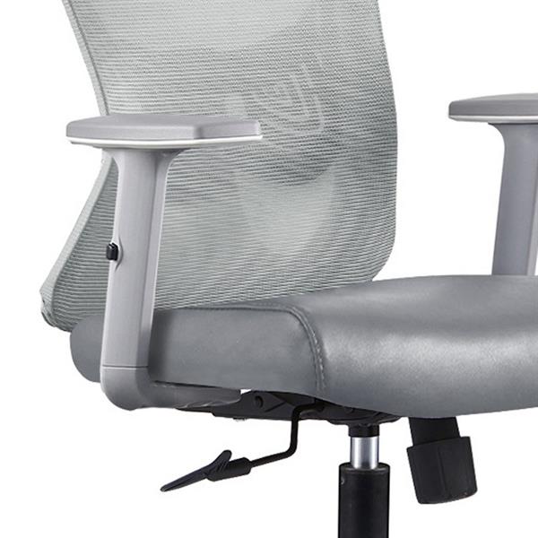 Sedia da ufficio regolabile, in ecopelle grigio chiaro - Kena