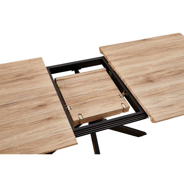 Tavolo estensibile in legno con top effetto rovere e gambe nere -Exten