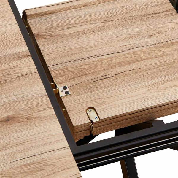 Tavolo estensibile in legno con top effetto rovere e gambe nere -Exten