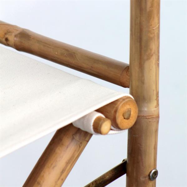 Set 2 sedie da regista in bambù e tessuto bianco
