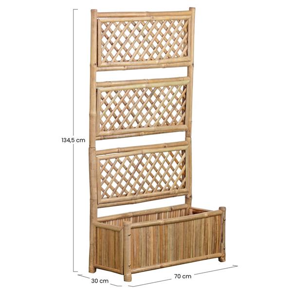 Fioriera in legno grigliato di bambù 70x30x134,5 cm