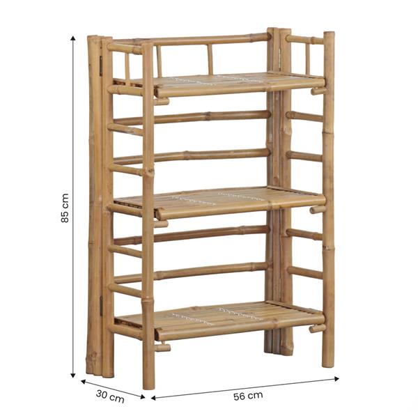 Scaffale in bambù 3 ripiani 56x30x85 cm