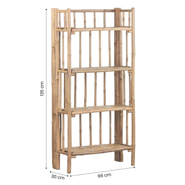 Scaffale in bambù 4 ripiani 66x30x135 cm